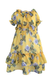 Yellow Floral Chiffon Dress