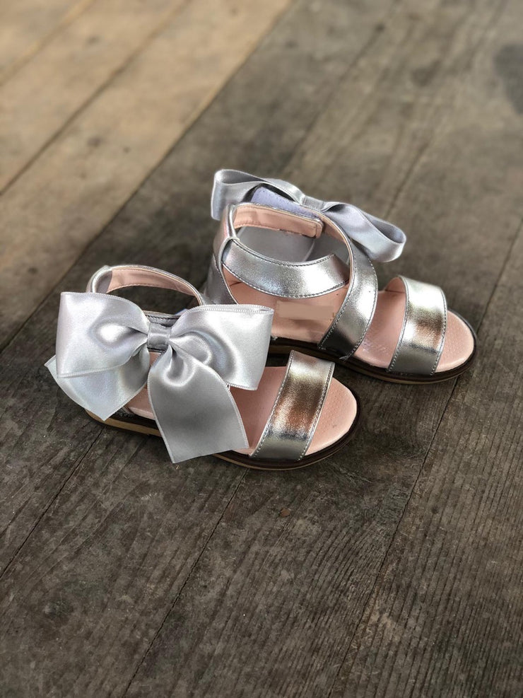 Silver Bow Sandals