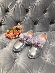 Silver Shoes with Purple Ruffles